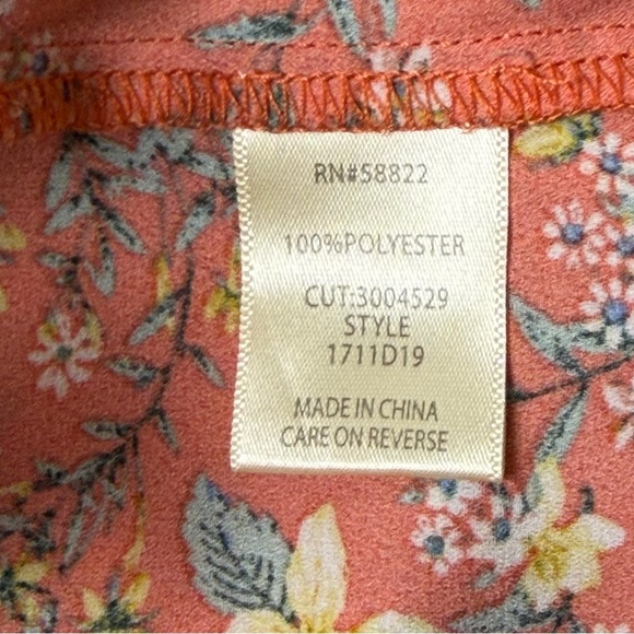 Max Studio Coral Floral Asymmetrical Wrap Skirt Small Boho Ruffle Midi Skirt - Picture 9 of 9